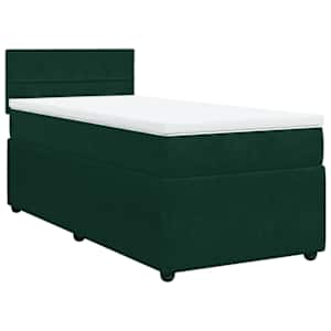 Box spring postel s matrací tmavě zelená 90x190 cm samet - obrázek 3