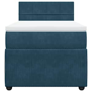 Box spring postel s matrací modrá 90 x 190 cm samet - obrázek 6