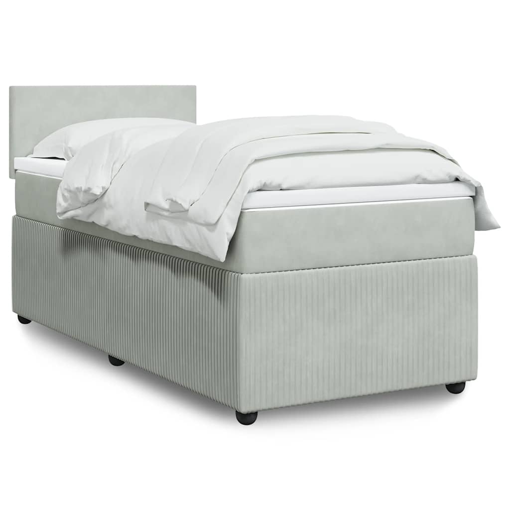 vidaXL Giroletto a Molle con Materasso Grigio Chiaro 90x200 cm Velluto