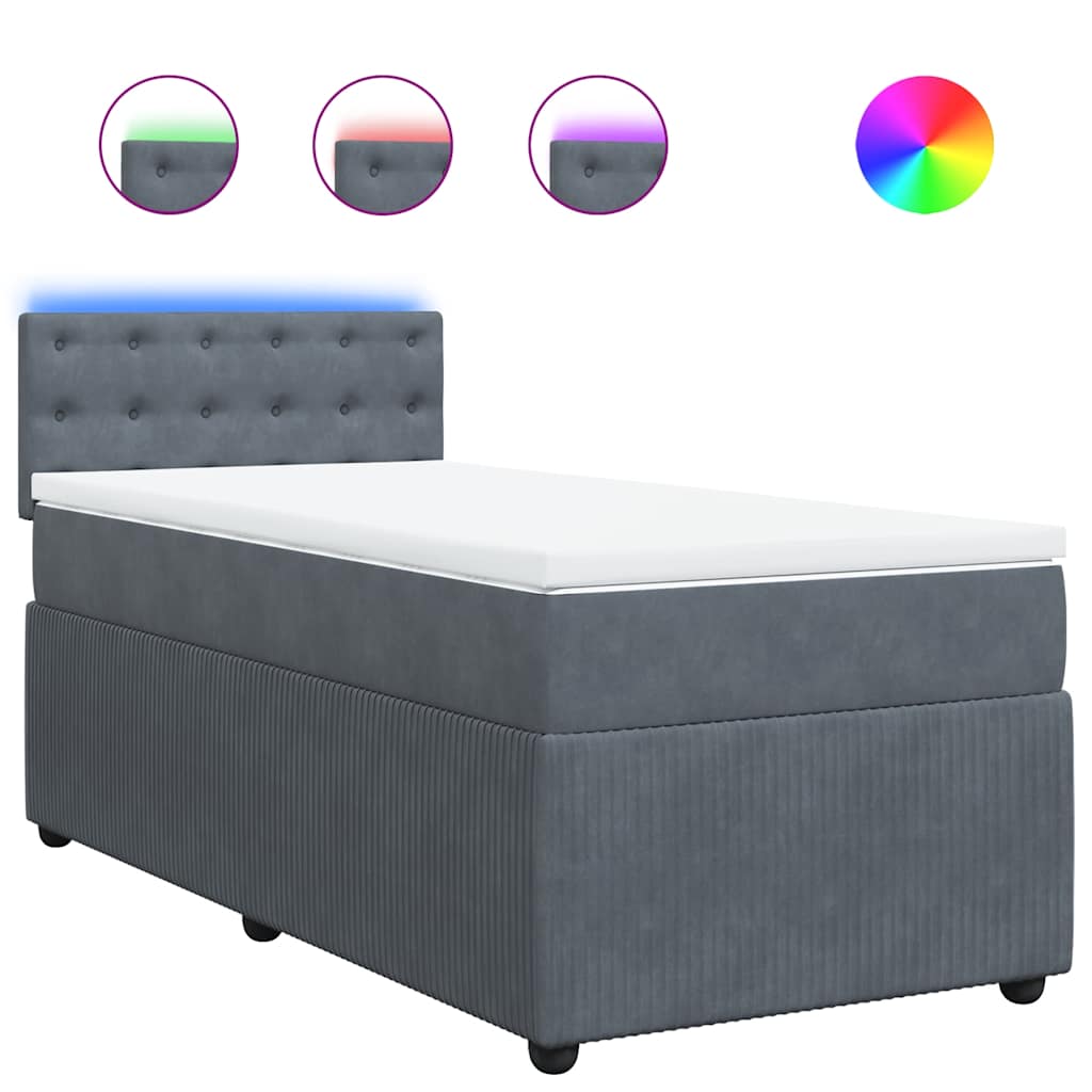 vidaXL Boxspring met matras fluweel donkergrijs 90x200 cm grijs, foto 3