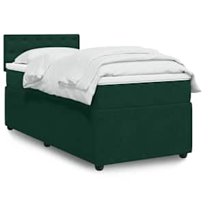 Box spring postelja z vzmetnico temno zelena 90x200 cm žamet