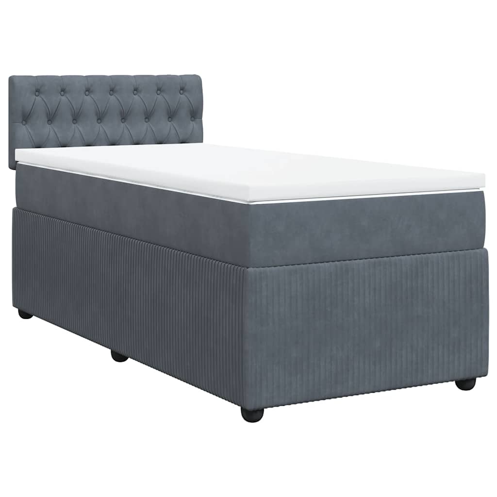 vidaXL Boxspring met matras fluweel donkergrijs 90x200 cm afbeelding