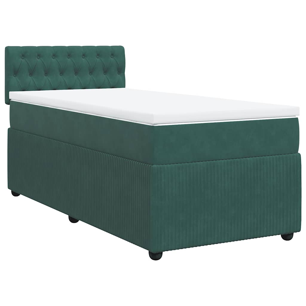 Thumbnail - vidaXL Boxspringbett mit Matratze Dunkelgrün 90x200 cm Samt