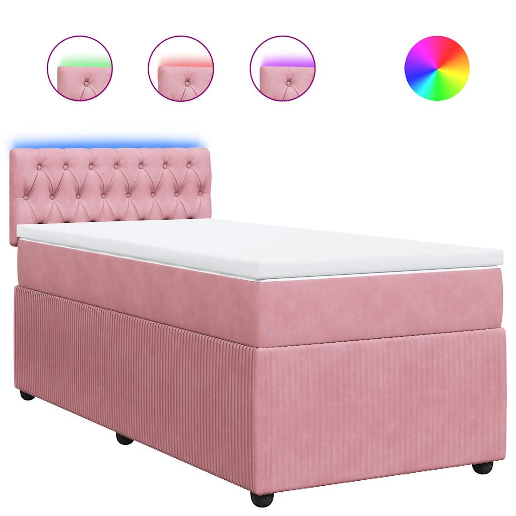 Thumbnail - vidaXL Boxspringbett mit Matratze Rosa 90x200 cm Samt