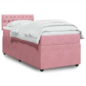 Box spring postelja z vzmetnico roza 90x200 cm žamet