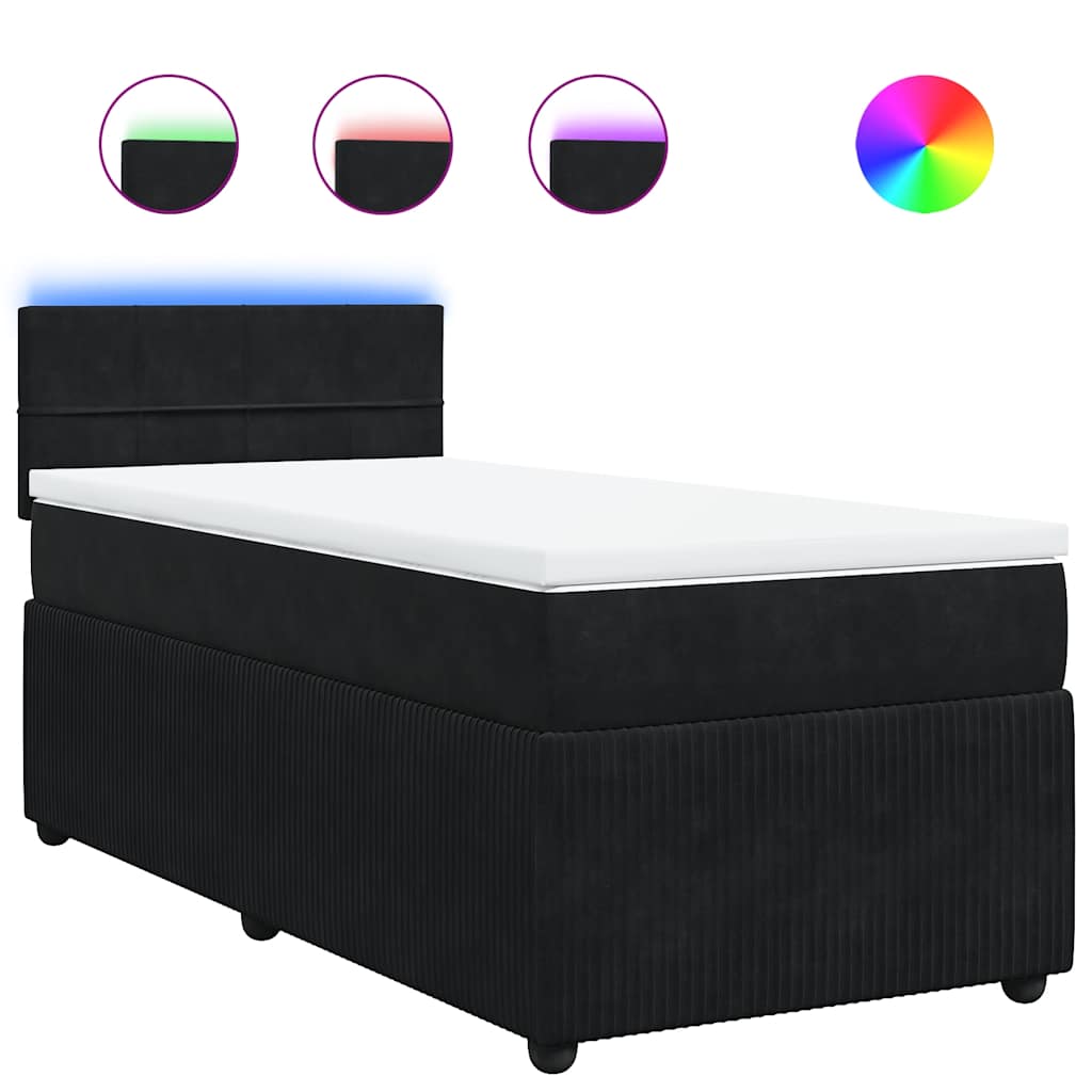 Thumbnail - vidaXL Boxspringbett mit Matratze Schwarz 90x200 cm Samt