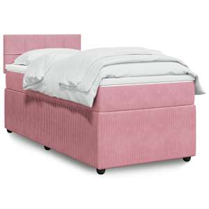 Box spring postel s matrací růžová 90x200 cm samet - obrázek 1