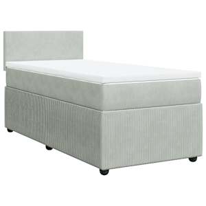 Box spring postel s matrací světle šedá 100x200 cm samet - obrázek 3