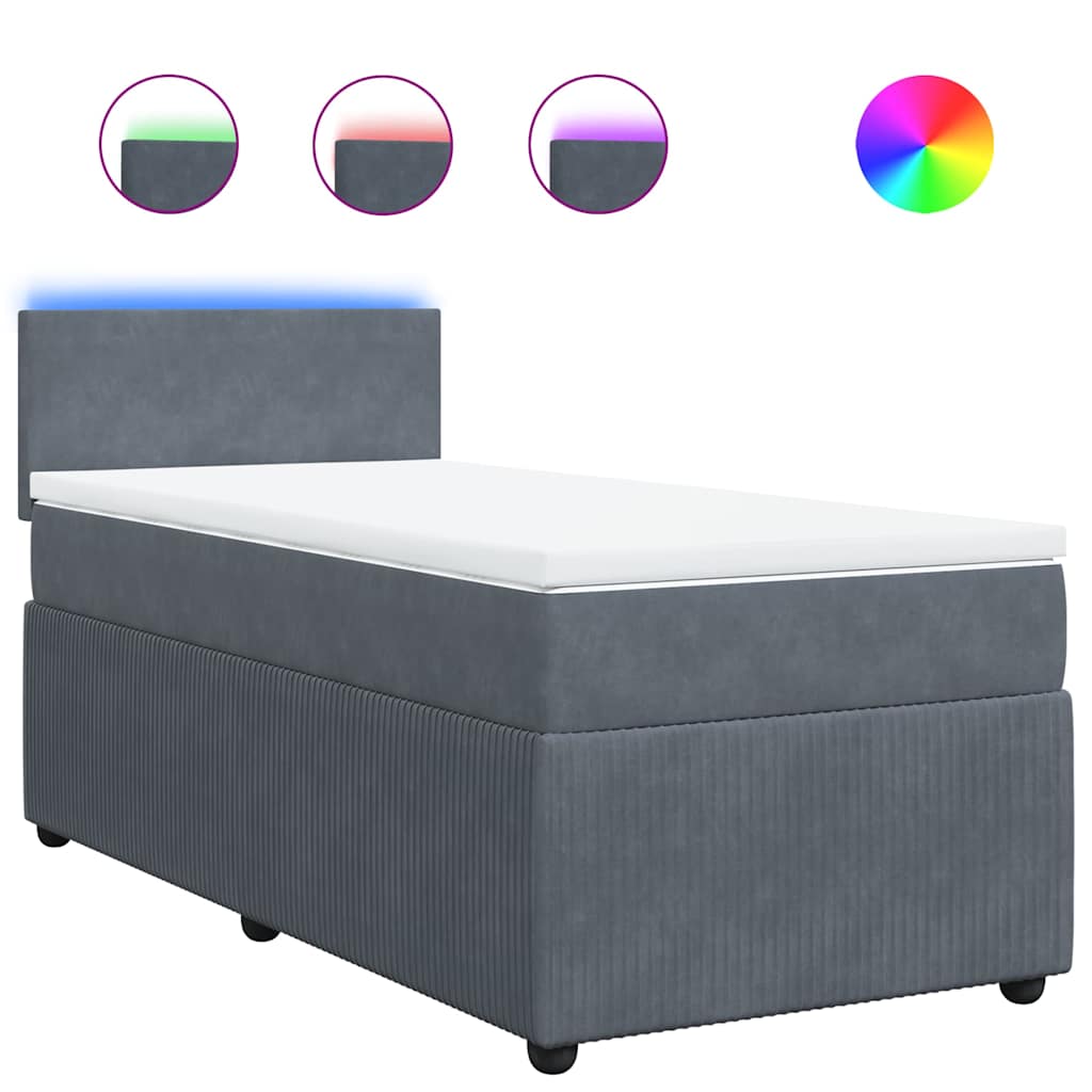 vidaXL Box spring postel s matrací tmavě šedá 100x200 cm samet