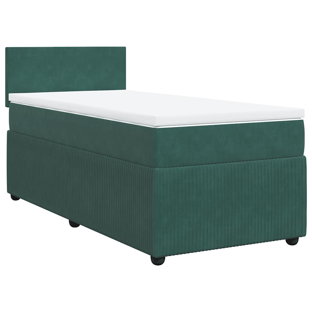 vidaXL Boxspring met matras fluweel donkergroen 100x200 cm afbeelding