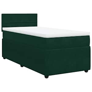 Box spring postel s matrací tmavě zelená 100x200 cm samet - obrázek 3