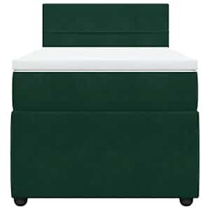 Box spring postel s matrací tmavě zelená 100x200 cm samet - obrázek 6