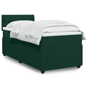 Box spring postel s matrací tmavě zelená 100x200 cm samet - obrázek 1