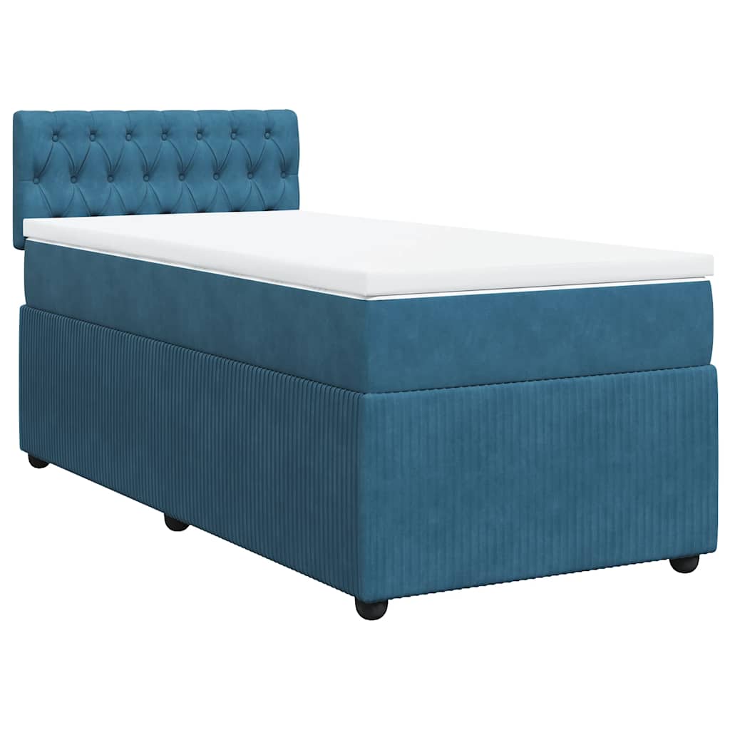 vidaXL Boxspring met matras fluweel blauw 100x200 cm afbeelding