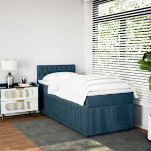 Box spring postel s matrací modrá 100 x 200 cm samet - obrázek 4