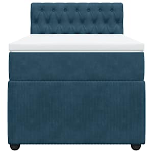 Box spring postel s matrací modrá 100 x 200 cm samet - obrázek 6