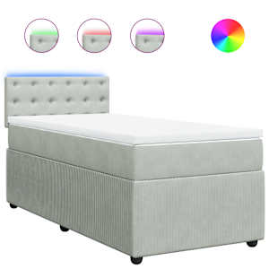 Box spring postel s matrací světle šedá 100x200 cm samet - obrázek 2