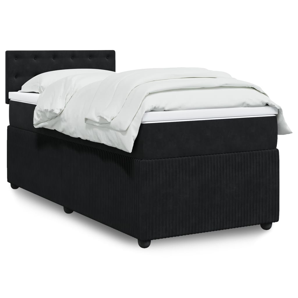 Boxspringbett mit Matratze Schwarz 100×200 cm Samt