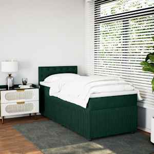 Box spring postel s matrací tmavě zelená 100x200 cm samet - obrázek 4