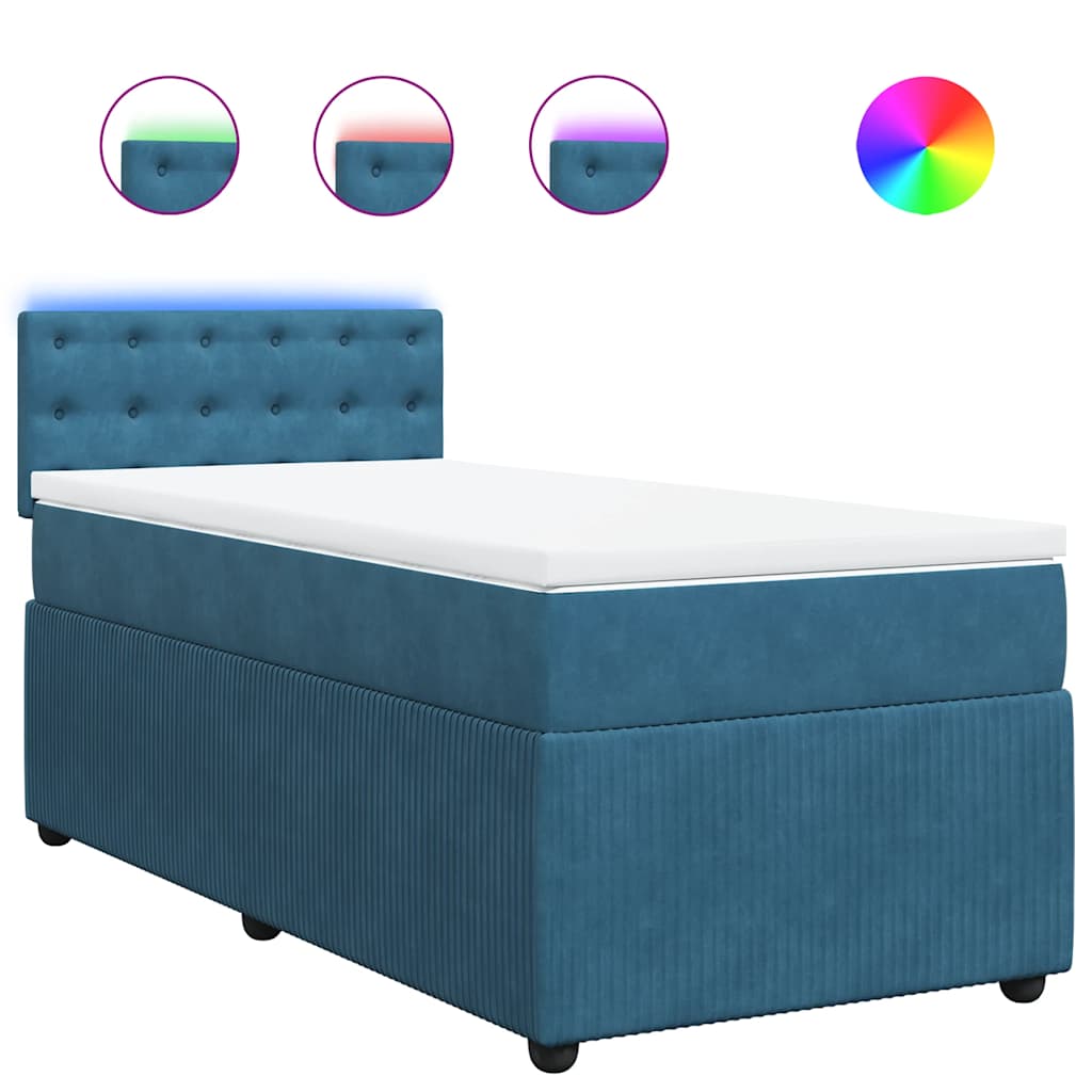 Thumbnail - vidaXL Boxspringbett mit Matratze Blau 100x200 cm Samt