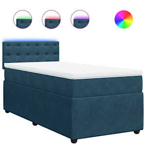 Box spring postel s matrací modrá 100 x 200 cm samet - obrázek 2