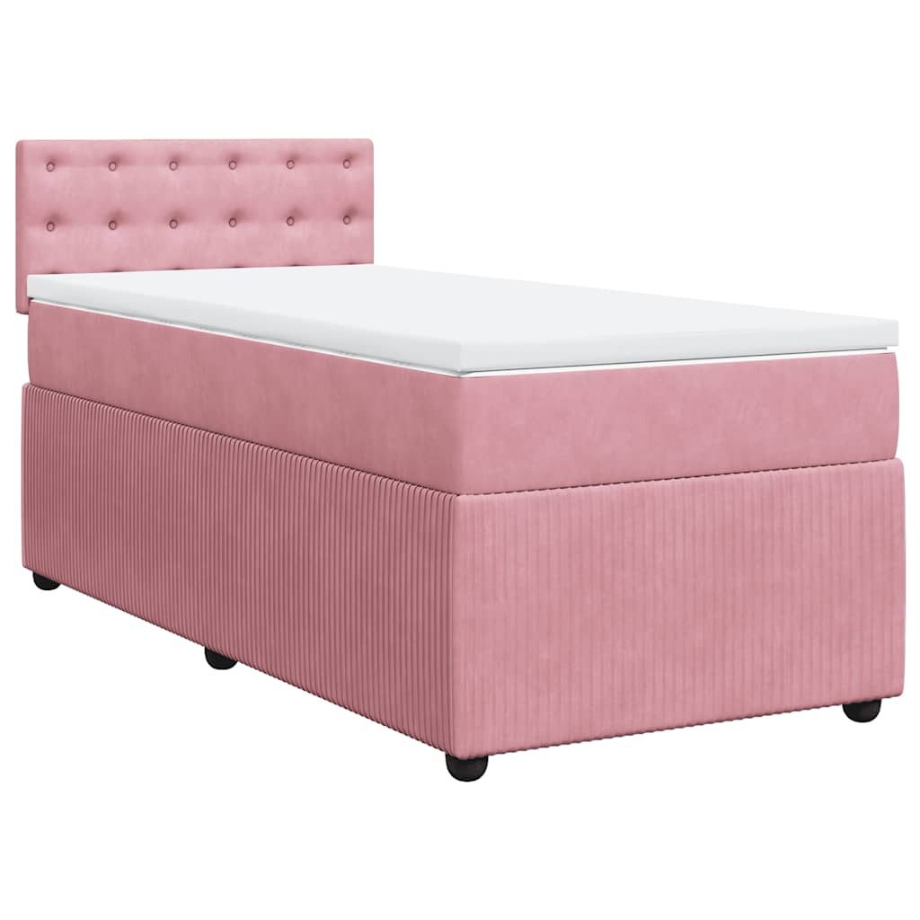vidaXL Boxspring met matras fluweel roze 100x200 cm afbeelding