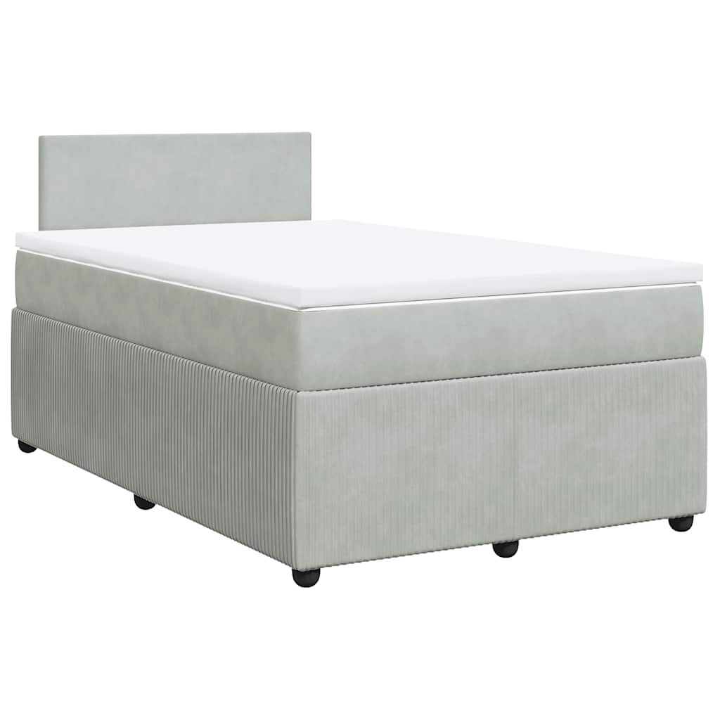 vidaXL Boxspring met matras fluweel lichtgrijs 120x190 cm afbeelding