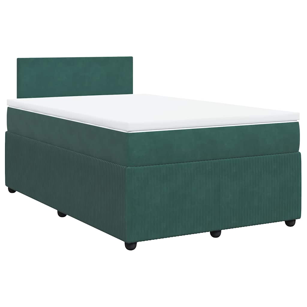 vidaXL Boxspring met matras fluweel donkergroen 120x190 cm afbeelding
