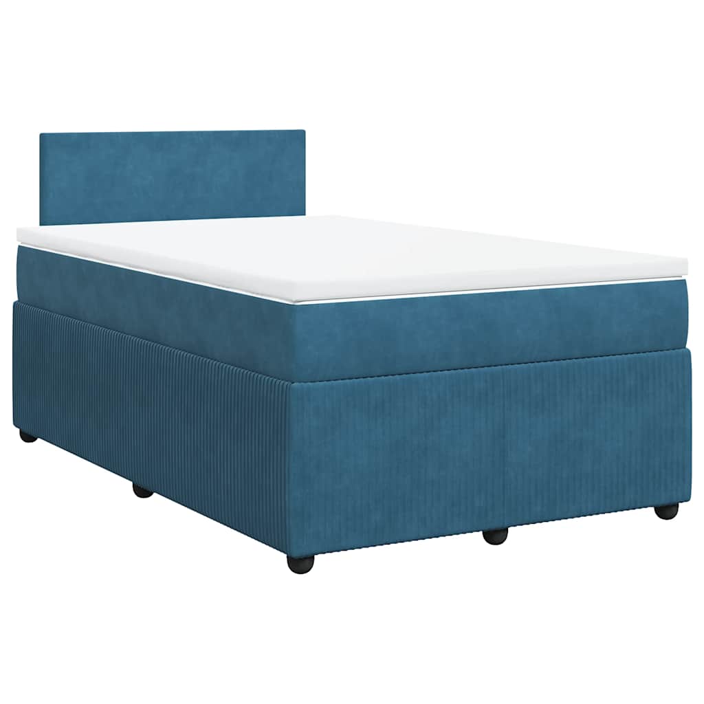 vidaXL Boxspring met matras fluweel blauw 120x190 cm afbeelding