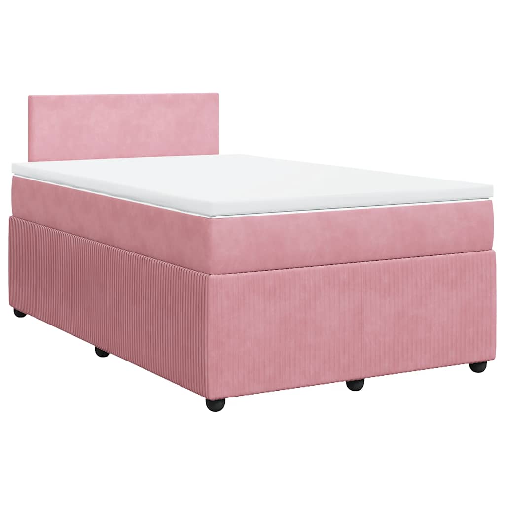 vidaXL Boxspring met matras fluweel roze 120x190 cm afbeelding