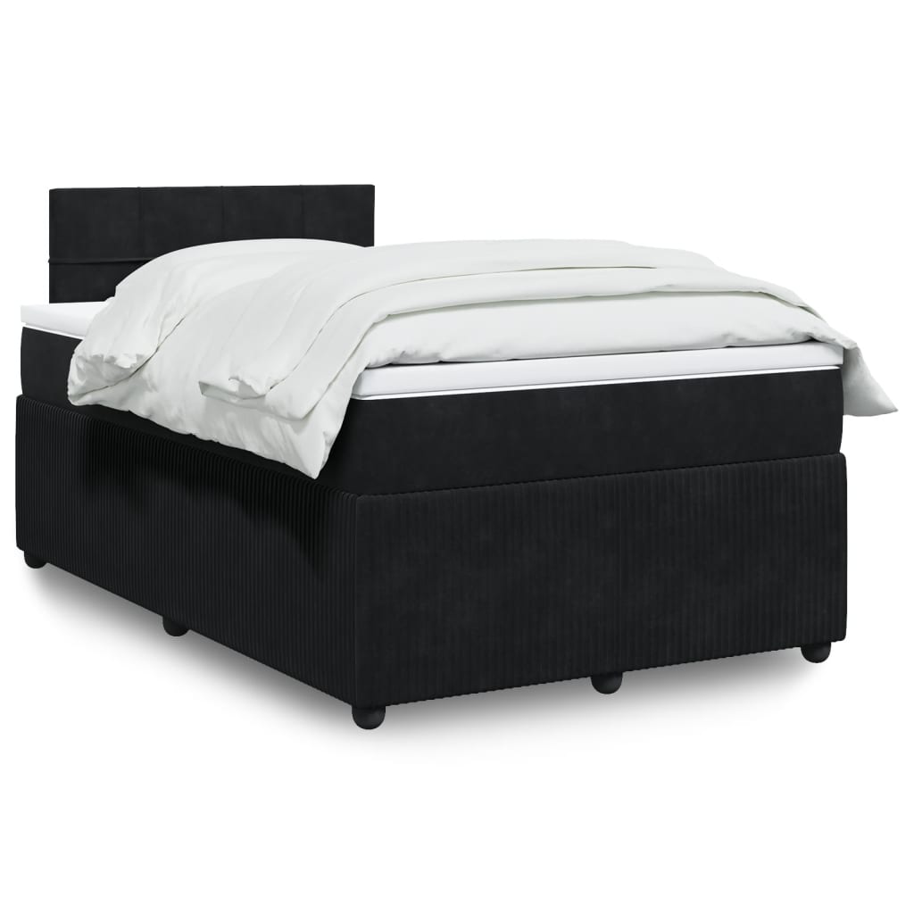 vidaXL Boxspringbett mit Matratze Schwarz 120x190 cm Samt