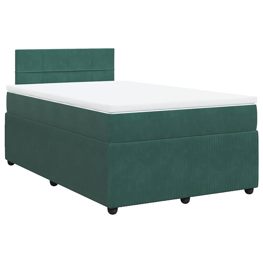 vidaXL Boxspring met matras fluweel donkergroen 120x190 cm afbeelding