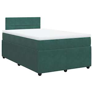 vidaXL Cama boxspring com colch&atilde;o 120x190 cm veludo verde-escuro