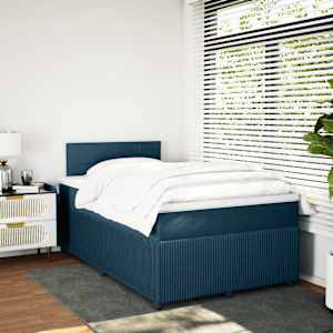 Box spring postel s matrací modrá 120 x 190 cm samet - obrázek 4