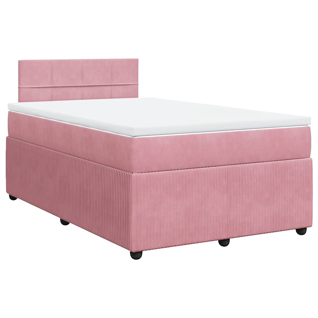 vidaXL Boxspring met matras fluweel roze 120x190 cm afbeelding