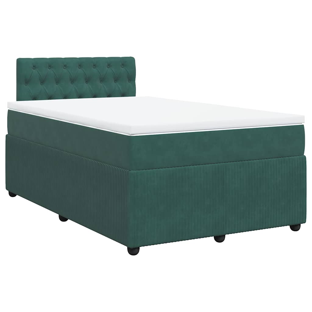 vidaXL Boxspring met matras fluweel donkergroen 120x190 cm afbeelding