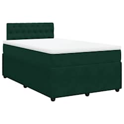 vidaXL Cama boxspring com colch&atilde;o 120x190 cm veludo verde-escuro