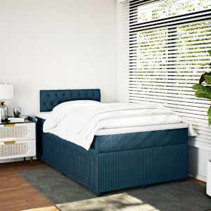 Box spring postel s matrací modrá 120 x 190 cm samet - obrázek 4