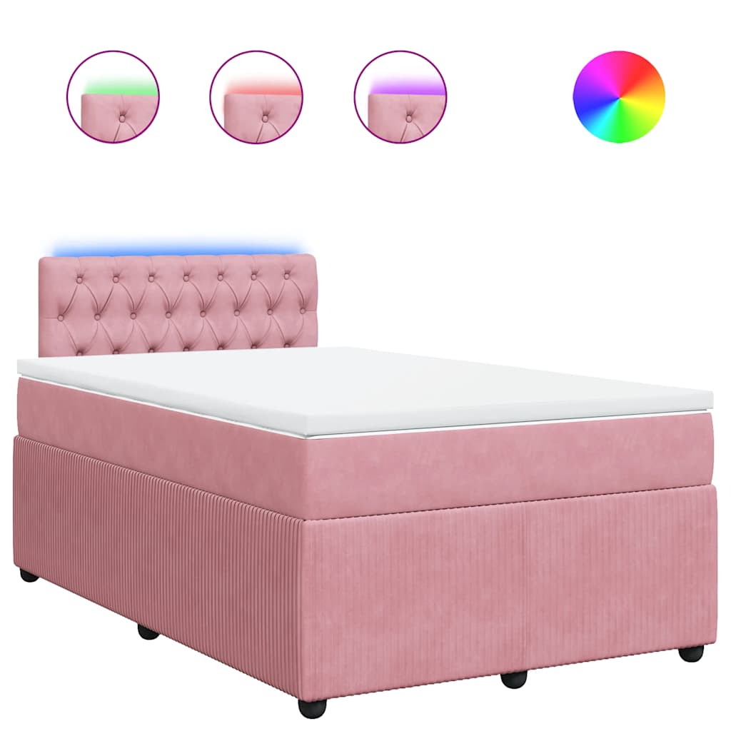 vidaXL Box spring postel s matrací růžová 120x190 cm samet