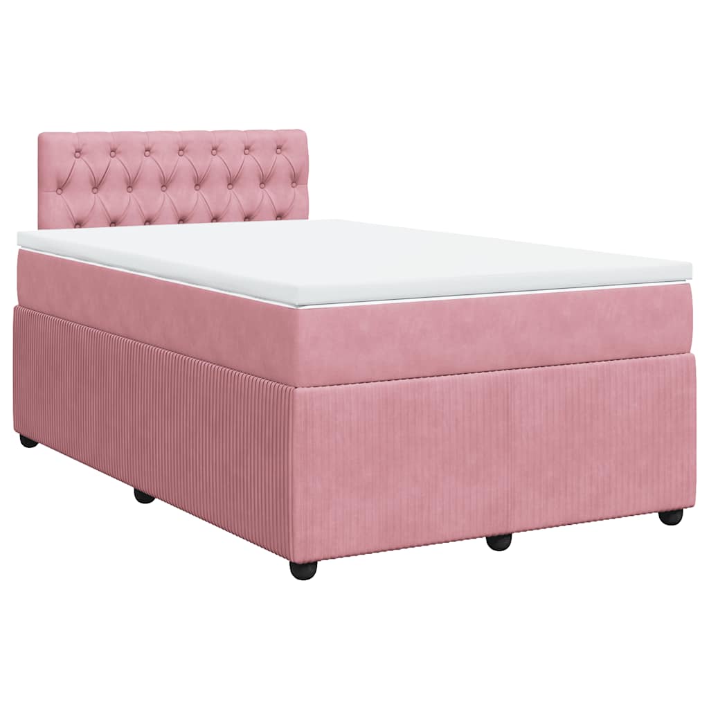 vidaXL Boxspring met matras fluweel roze 120x190 cm afbeelding