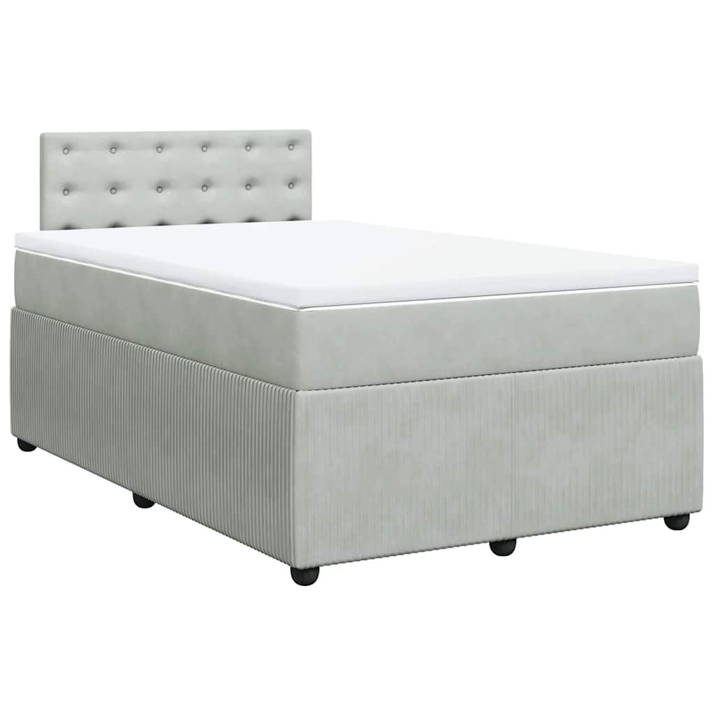 vidaXL Boxspring met matras fluweel lichtgrijs 120x190 cm afbeelding