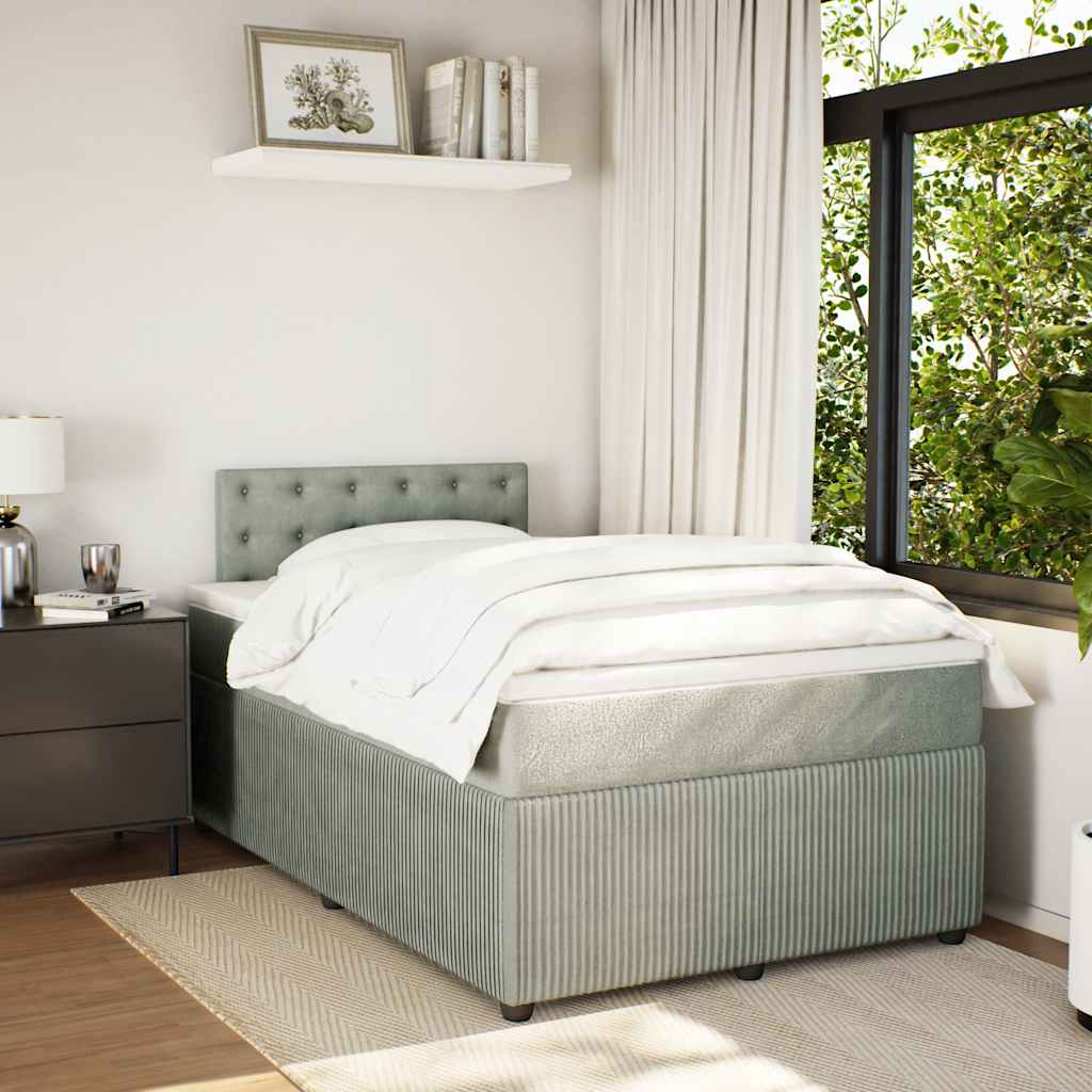 vidaXL Giroletto a Molle con Materasso Grigio Chiaro 120x190cm Velluto