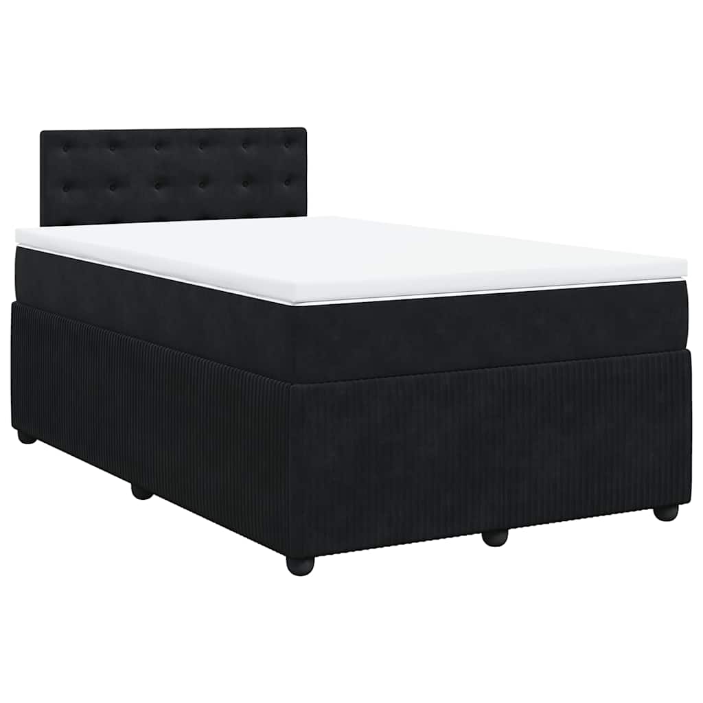 vidaXL Boxspring met matras fluweel zwart 120x190 cm afbeelding