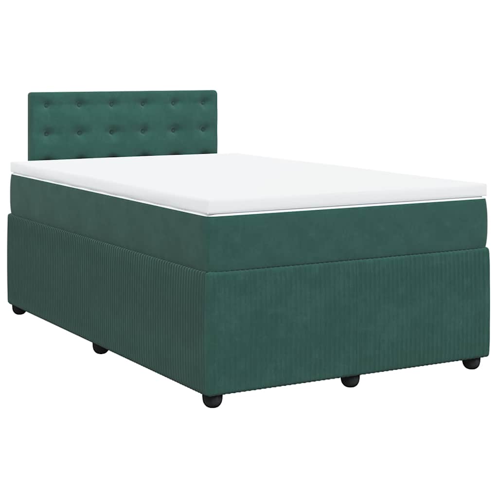 vidaXL Boxspring met matras fluweel donkergroen 120x190 cm afbeelding