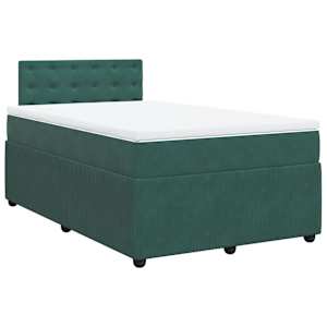 vidaXL Cama boxspring com colch&atilde;o 120x190 cm veludo verde-escuro