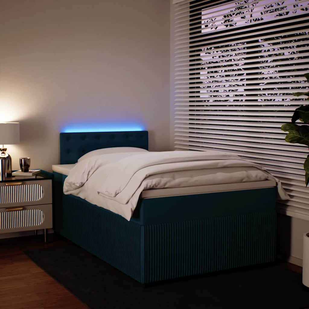 vidaXL Boxspringbett mit Matratze Blau 120x190 cm Samt