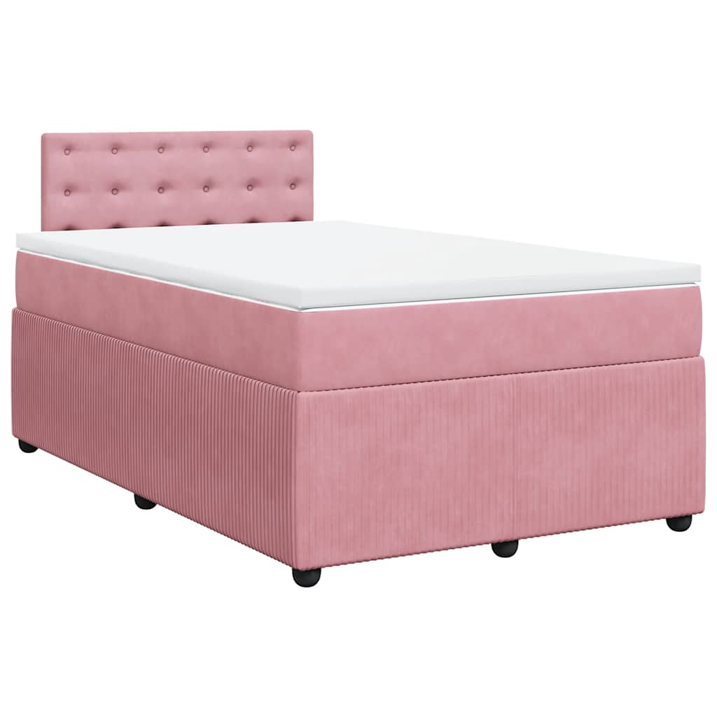 vidaXL Boxspring met matras fluweel roze 120x190 cm afbeelding