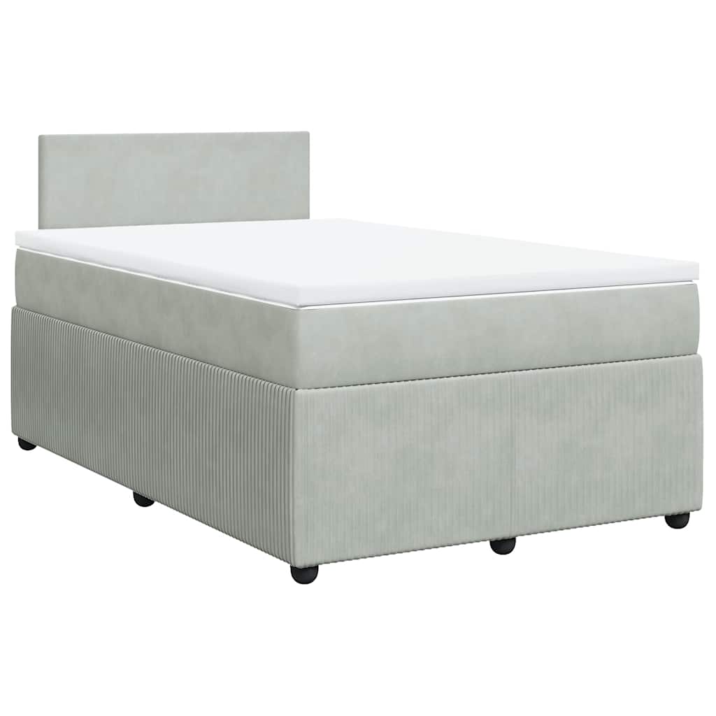 vidaXL Boxspring met matras fluweel lichtgrijs 120x200 cm afbeelding