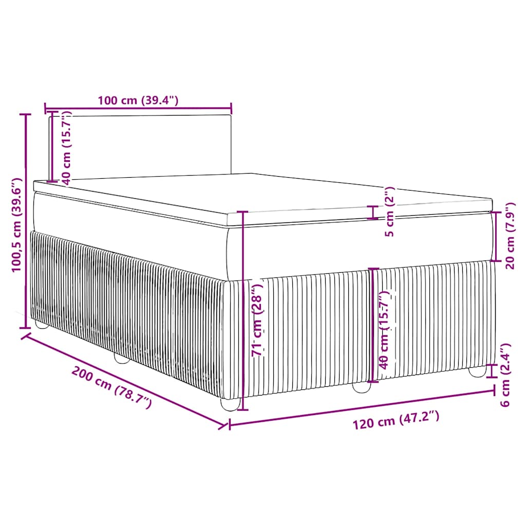Box spring postel s matrací tmavě šedá 120 x 200 cm samet - obrázek 18