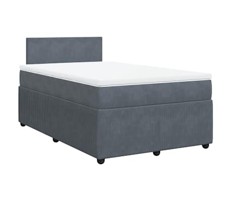 vidaXL Boxspringbett mit Matratze Dunkelgrau 120x200 cm Samt
